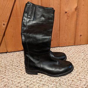 black italian leather riding boots